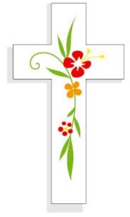 Croix amour fleurs rouges