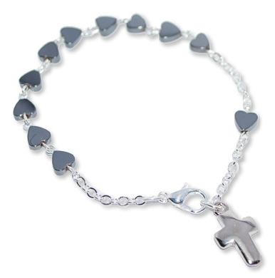 Bracelet croix coeurs hématite