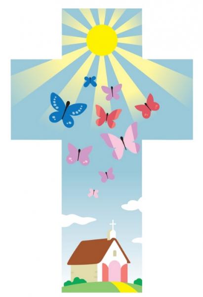 Croix papillons et église