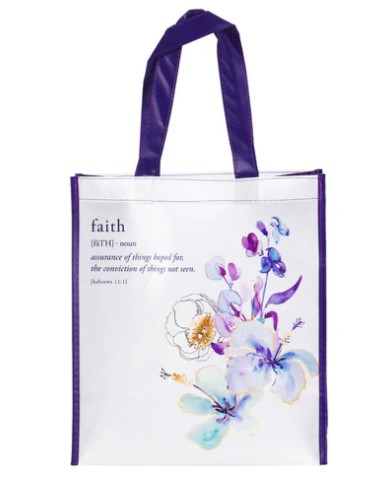Tote bag faith fleurs violet