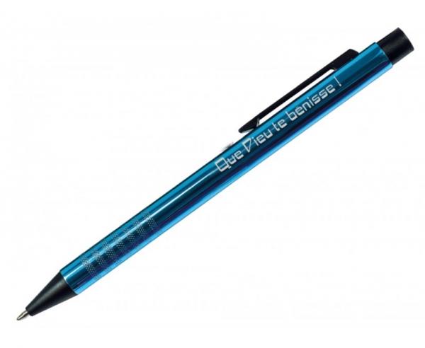 Stylo à bille métalisé "Bénédiction" bleu