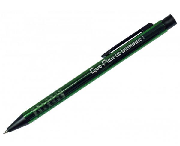 Stylo à bille métalisé "Bénédiction" vert