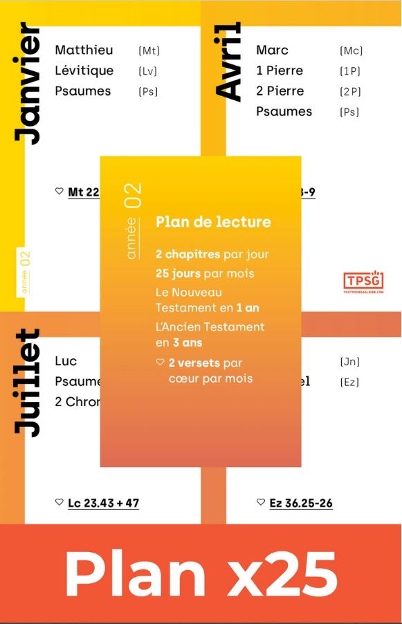 Plan de lecture biblique - Année 2