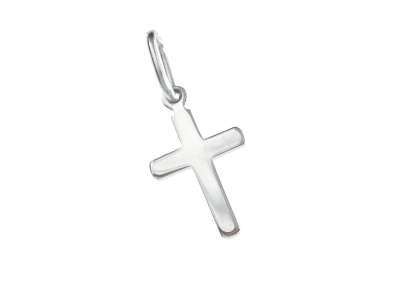 Pendentif croix lisse argent 925%- rhodié 10 mm  0.9x2 cm