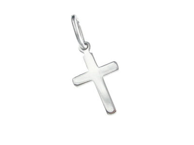 Pendentif croix lisse argent 925%- rhodié 20 mm  0.9x2 cm