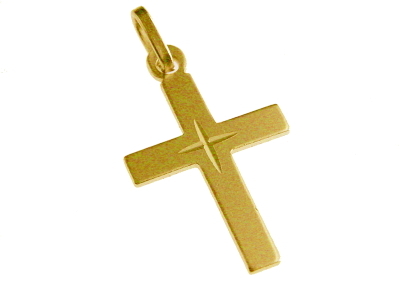 Pendentif croix lisse plaqué or 3um - argent 925%- rhodié 20 mm