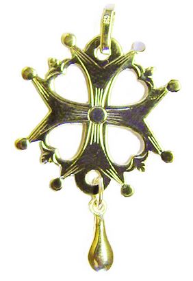 Croix huguenote plaqué or 23 mm Larme