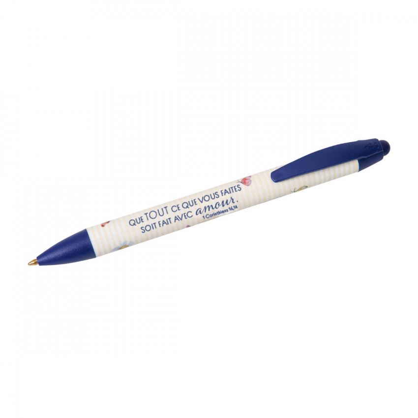 Stylo à bille petites fleurs et papillons