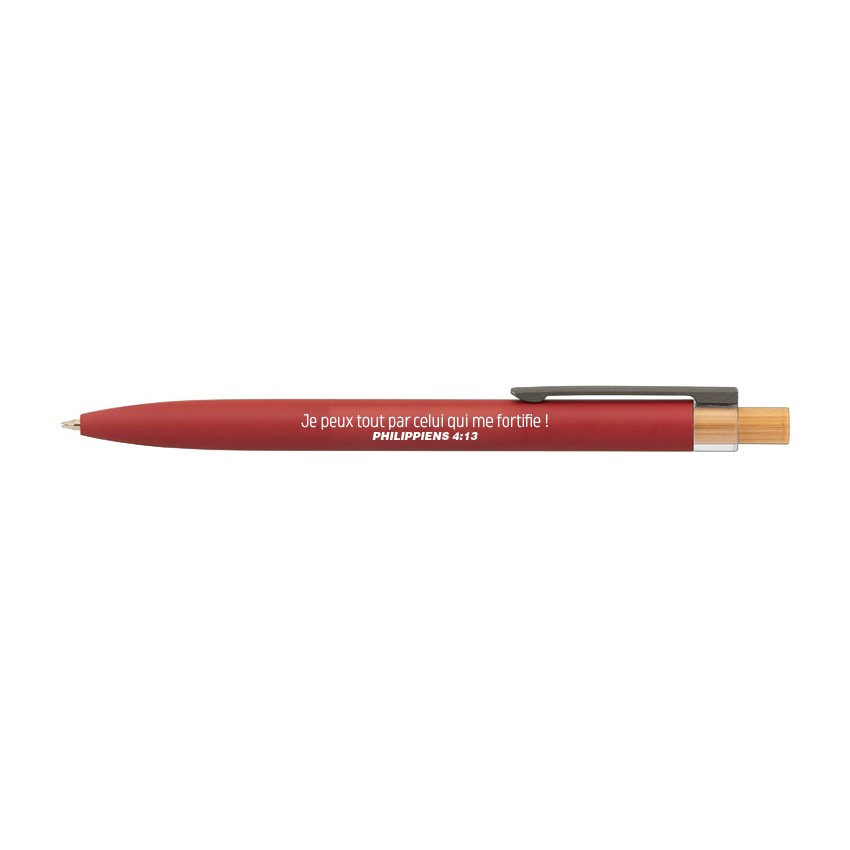 Stylo alu Dana rouge "Je peux tout par celui qui me fortifie !" - Phil. 4.13