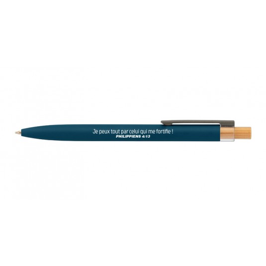 Stylo alu Dana bleu "Je peux tout par celui qui me fortifie !" - Phil. 4.13