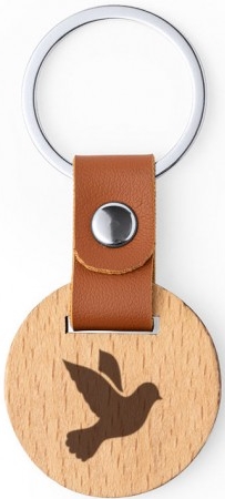 PoPorte-clé rond en bois colombe