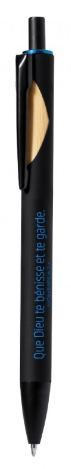 Stylo bambou et aluminium bleu