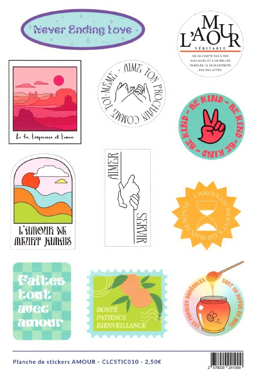 Planche de stickers - Modèle Amour