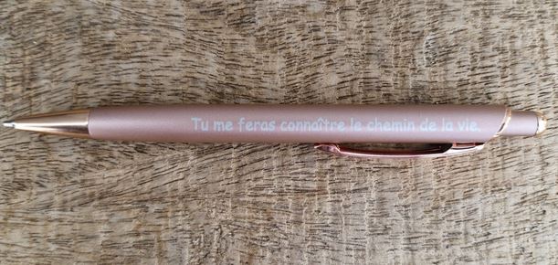 Stylo cuivre rose Psaume 16.11