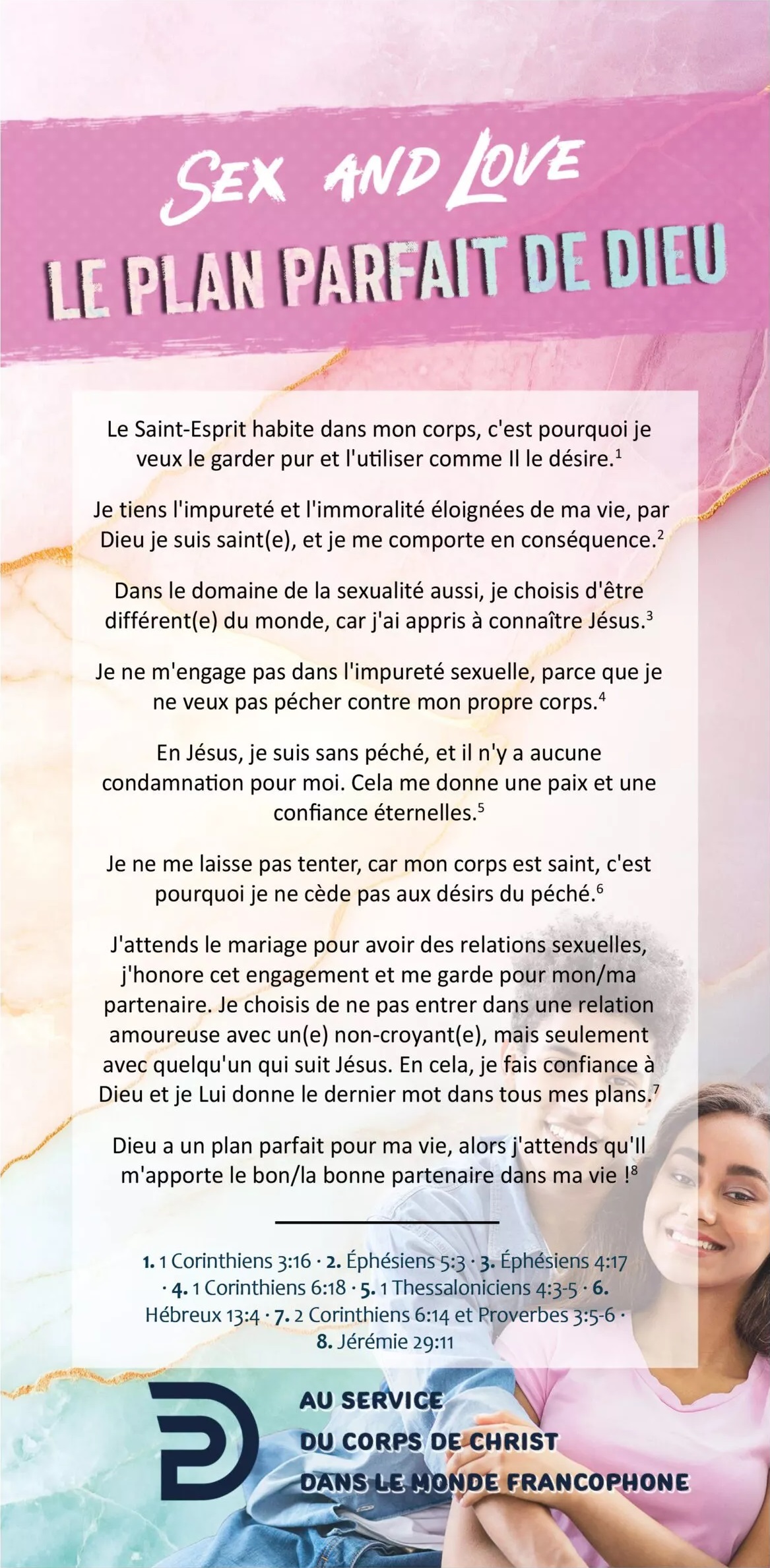 Carte de proclamation pour adolescents "Sex and love, le plan parfait de Dieu"