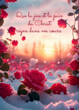 Carte postale citation roses dans la neige