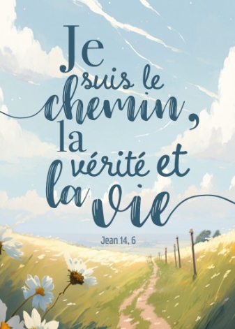 Carte postale avec verset paysage dessiné