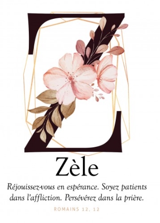 Carte postale avec verset Lettre Z - Zèle