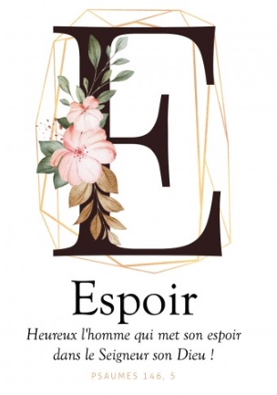 Carte postale avec verset Lettre E - Espoir