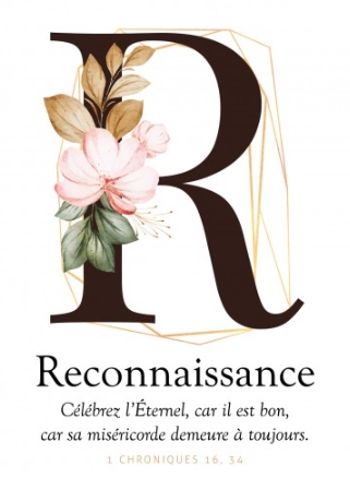 Carte postale avec verset Lettre R - Reconnaissance