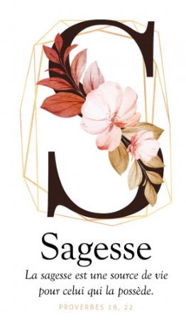 Carte postale avec verset Lettre S - Sagesse