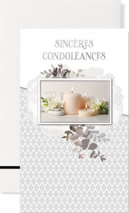 Carte double condoléances bougies roses pâles