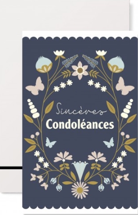 Mignonnette condoléances fleurs sur fond noir