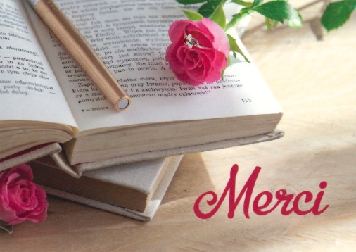 Mini carte livre ouvert, rose, stylo et bague