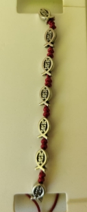 Bracelet 10 ichthus sur cordelette rouge
