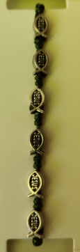 Bracelet 10 ichthus sur cordelette vert clair