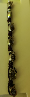 Bracelet 10 ichthus sur cordelette marron