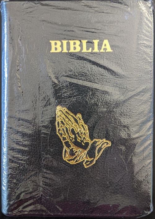 Bible en roumain en cuir noir