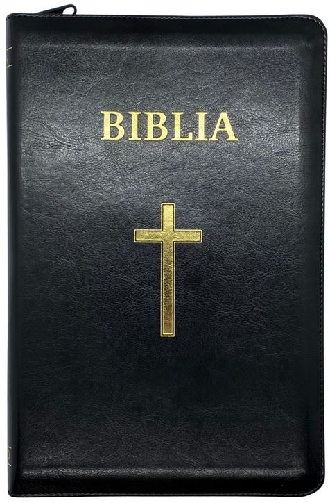 Bible en roumain en simili cuir, modèle centenaire