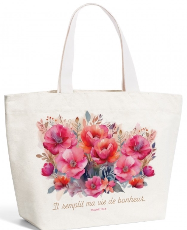 Tote-bag "Il remplit ma vie de bonheur" Ps 103.5