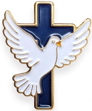 Pin's croix et colombe