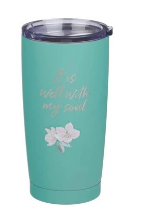 Mug  de voyage en acier inoxydable Well With My Soul -  avec paille réutilisable