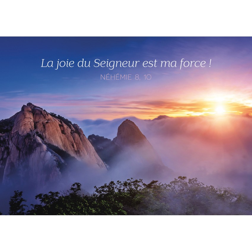 Carte postale avec verset carte postale avec verset Lever de soleil sur les montagnes.