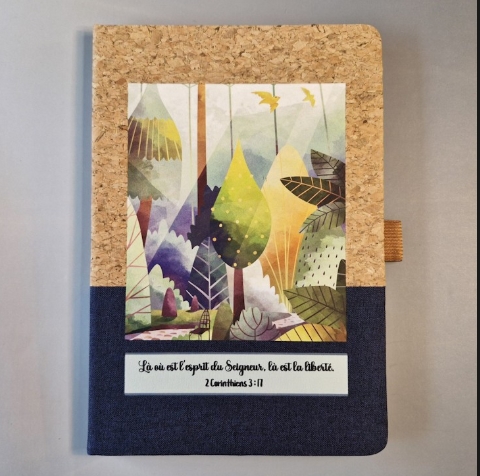 Carnet A5 liège et toile bleu foncé