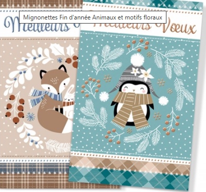 Lot 5 mignonnettes Bonne Année animaux et motifs floraux