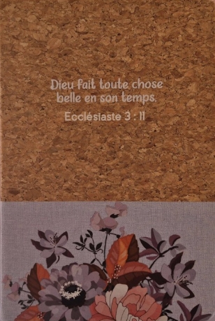 Carnet A5 liège et toile bleu clair