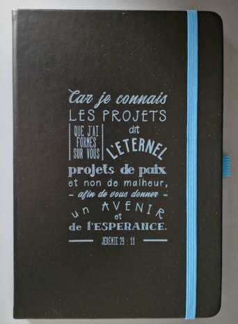 Carnet A5 noir et turquoise avec ruban marque-pages bleu turquoise
