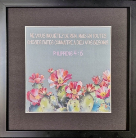 Tableau 20 x 20 cm oiseau fleurs