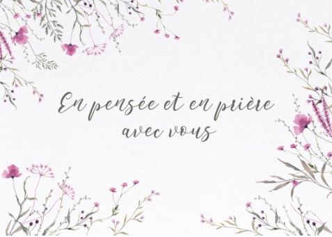 Carte postale condoléances petites fleurs fine à l'aquarelle