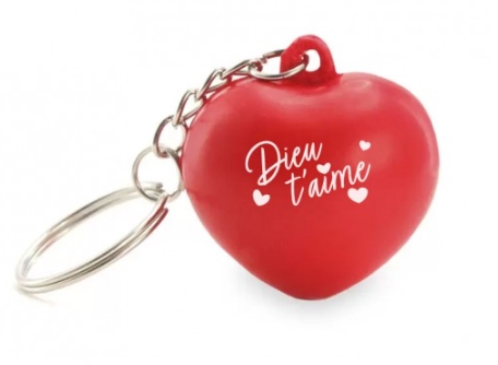 Porte-clé cœur antistress rouge