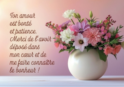 Mini carte bouquet de fleurs dans un vase