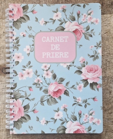 Carnet prières A5 à spirales, motif roses