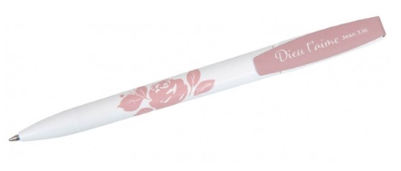 Stylo roses Dieu t'aime Jn 3.16