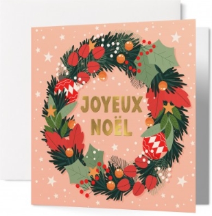 Carte double Noël couronne de l'Avent