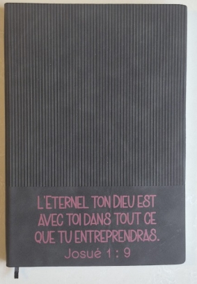 Carnet A5 noir en simili-cuir recyclé, avec marque-pages